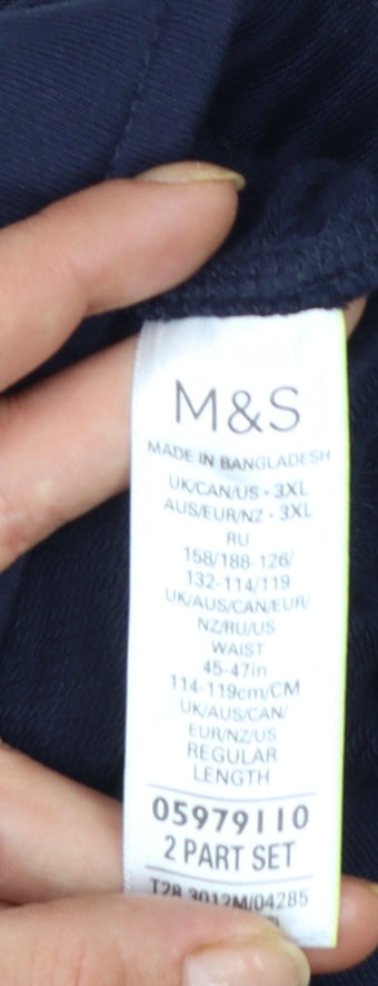 Marks and Spencer Men's Blue 3XL Jogger Trousers in Cotton Blend