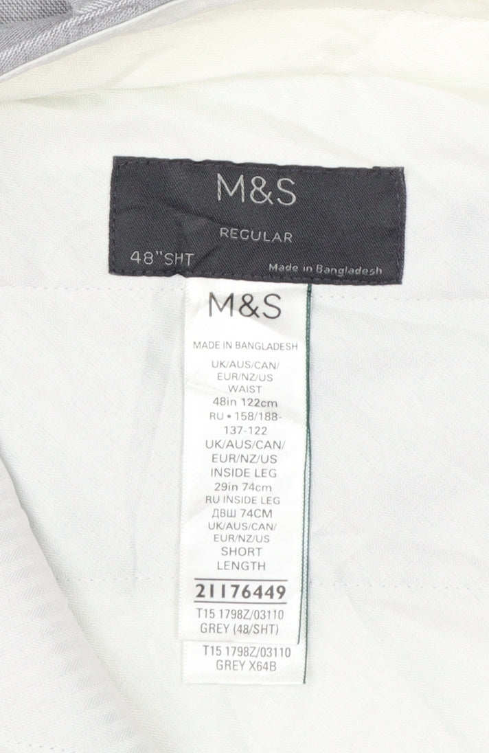 Marks and Spencer Men’s Grey Regular Fit Dress Pants 48 Short