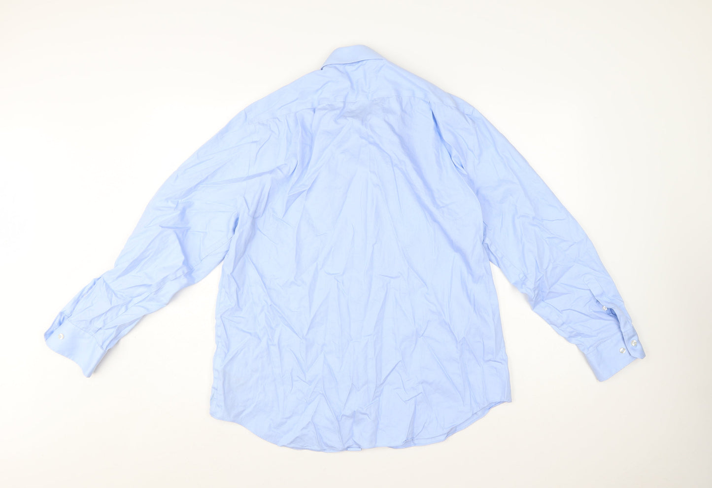 Marks and Spencer Men's Blue Regular Fit Non-Iron 16.5in Shirt