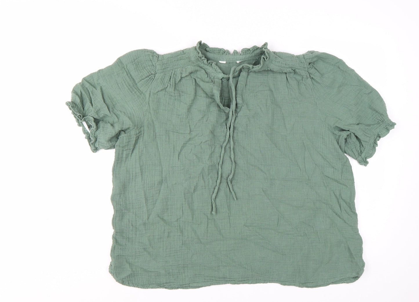 Marks and Spencer Womens Green Cotton Tunic Blouse Size 14