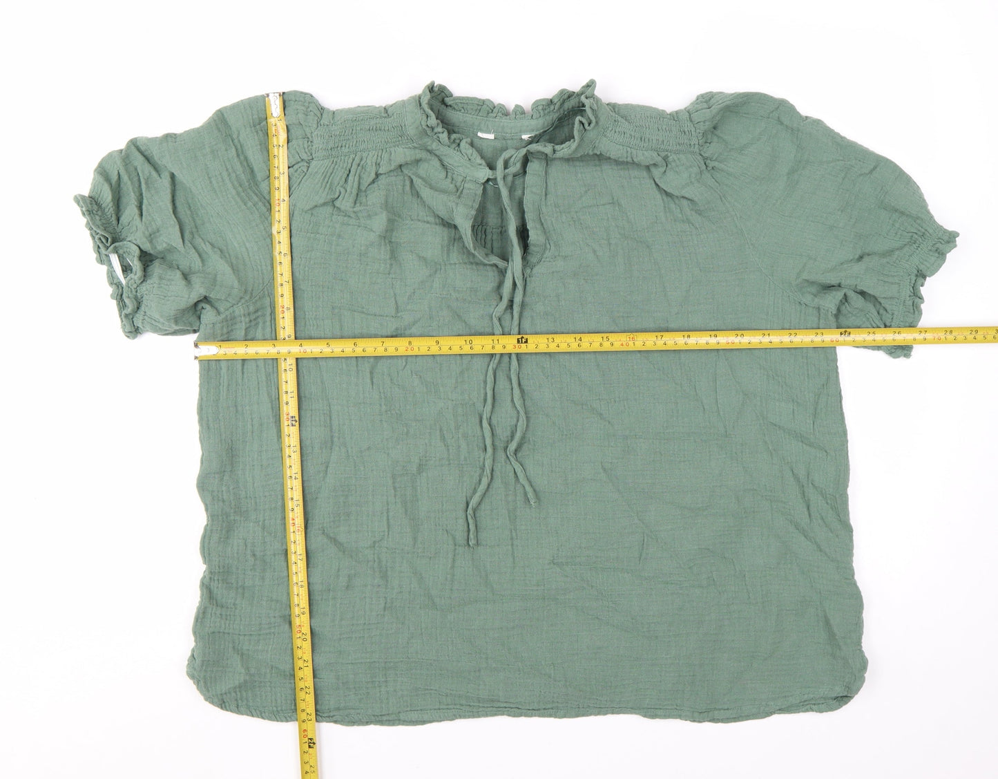 Marks and Spencer Womens Green Cotton Tunic Blouse Size 14