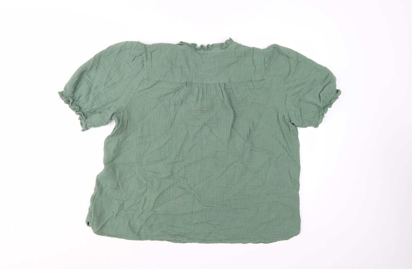 Marks and Spencer Womens Green Cotton Tunic Blouse Size 14