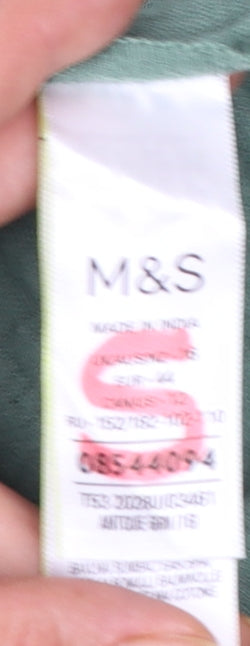 Marks and Spencer Womens Green Cotton Tunic Blouse Size 14
