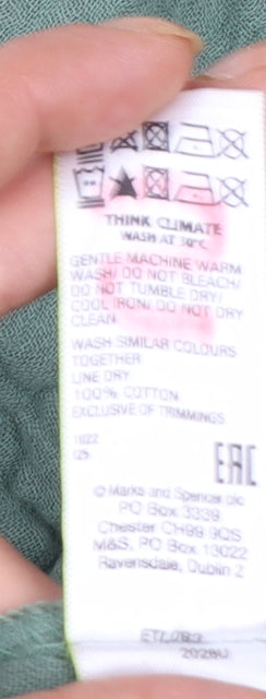 Marks and Spencer Womens Green Cotton Tunic Blouse Size 14