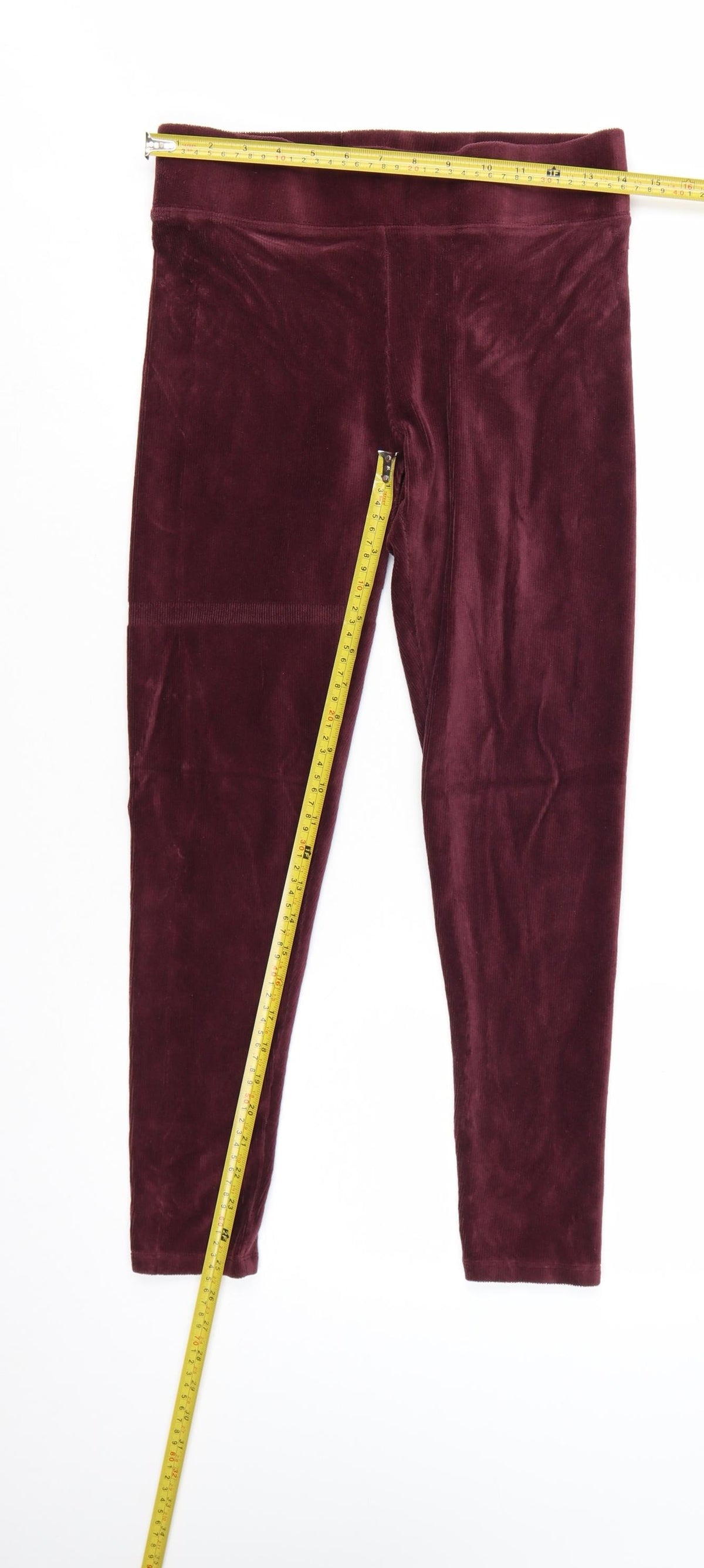 Marks & Spencer Women’s Red Velour Ankle Leggings Size 10