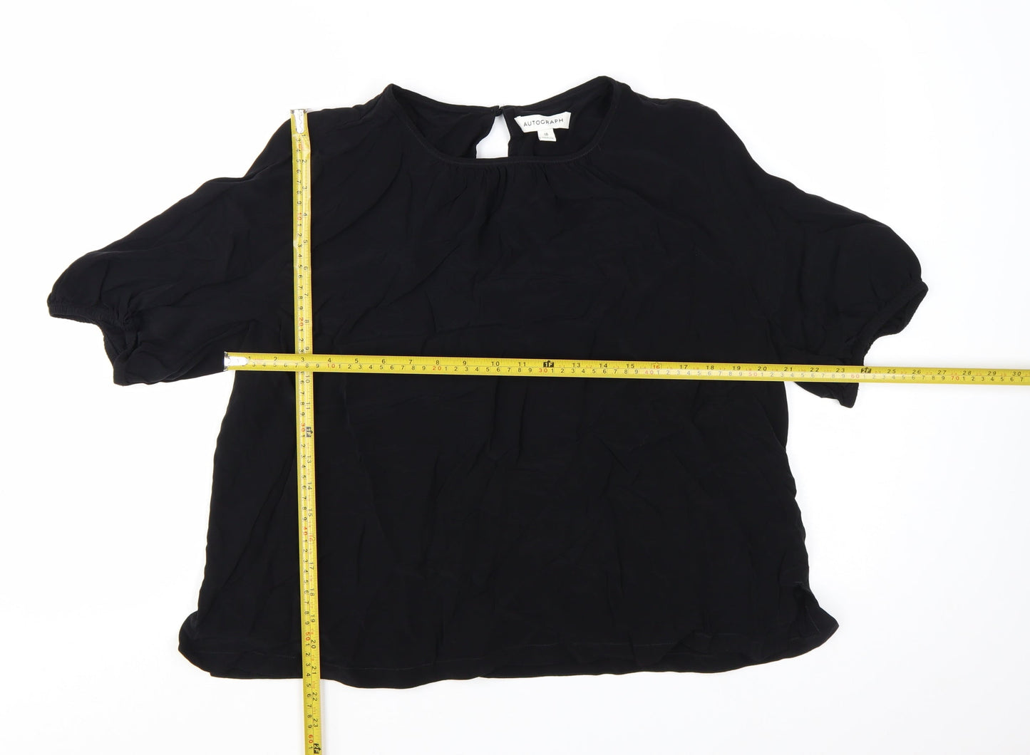 Marks and Spencer Women’s Black Chiffon Short Sleeve Blouse Size 18