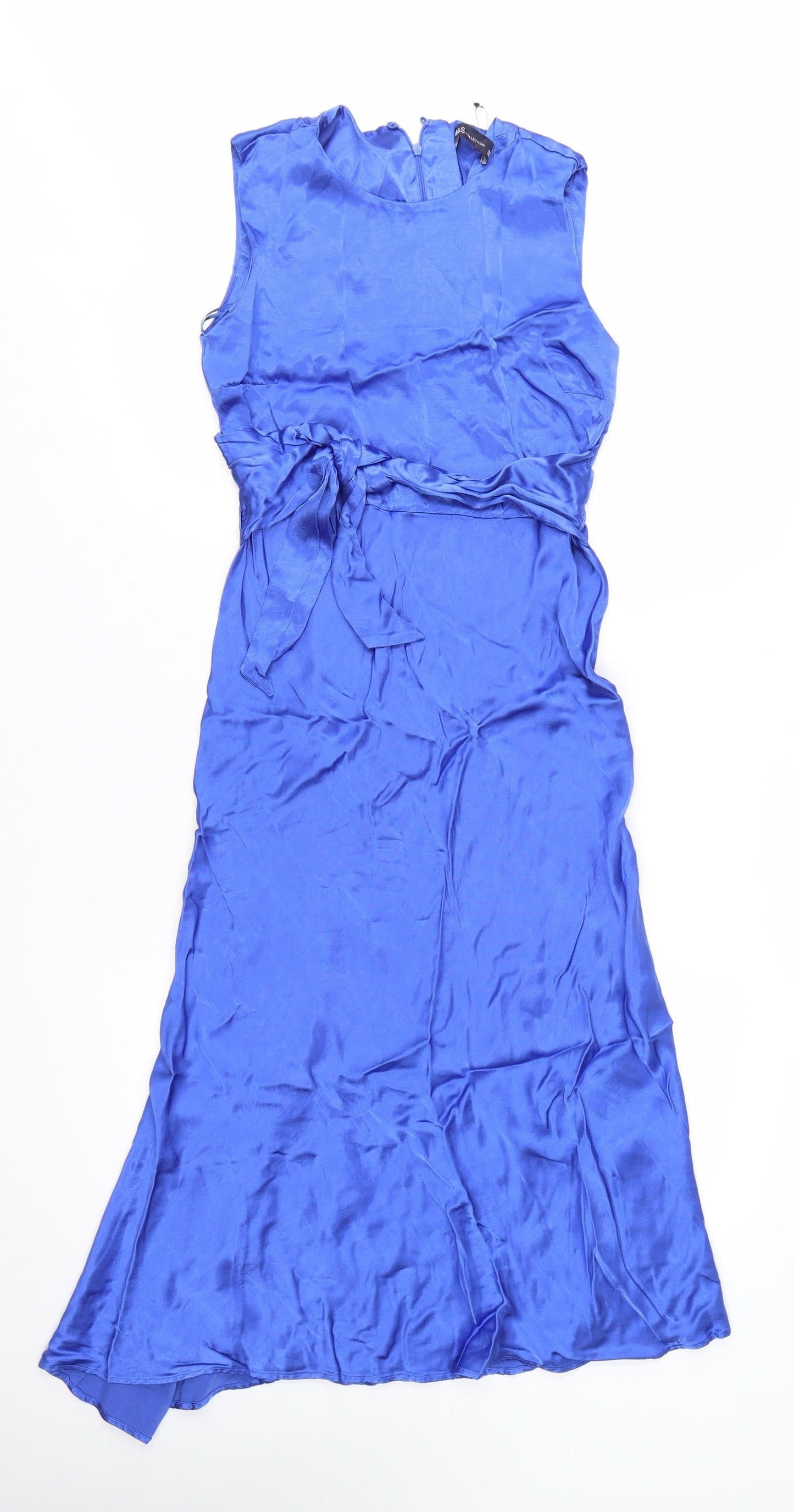 Marks and Spencer Women’s Blue Midi Fit & Flare Sleeveless Dress Size 14