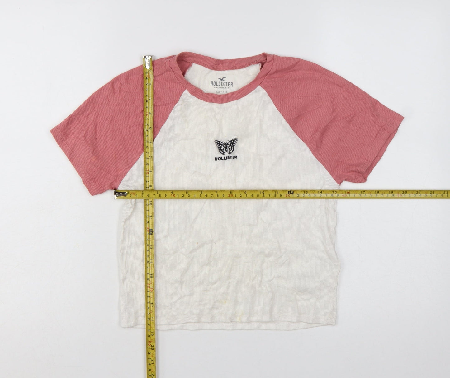 Hollister Women Multicoloured L Cropped Butterfly Baby Tee Top