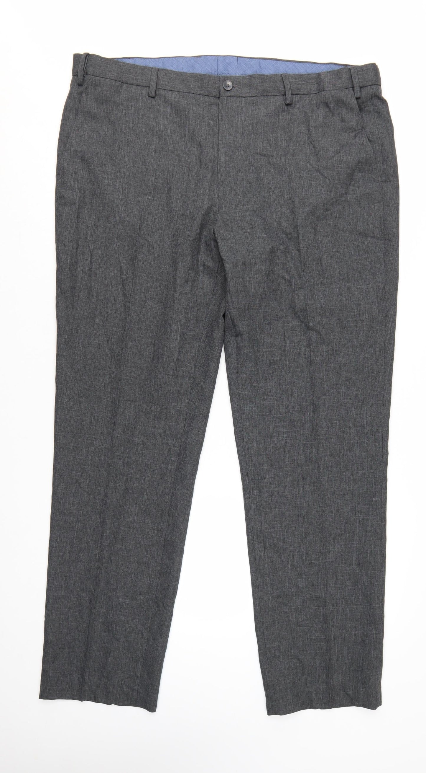 Marks and Spencer Men's Grey Regular Fit Trousers 42L