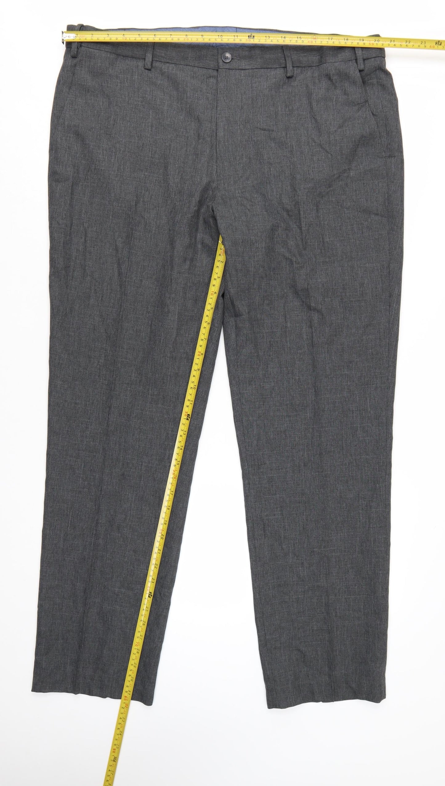 Marks and Spencer Men's Grey Regular Fit Trousers 42L