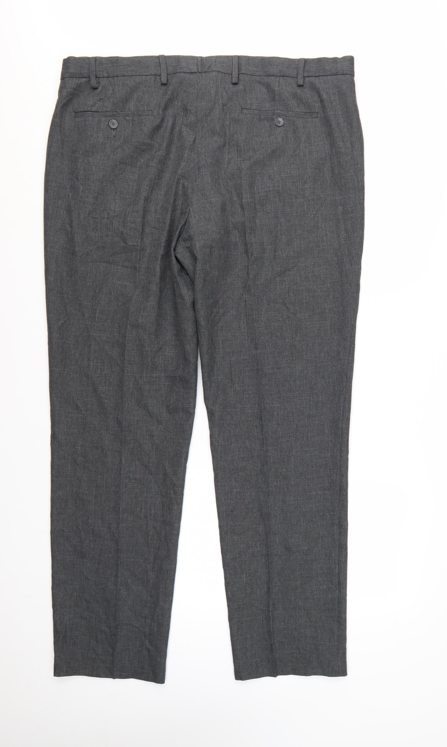 Marks and Spencer Men's Grey Regular Fit Trousers 42L
