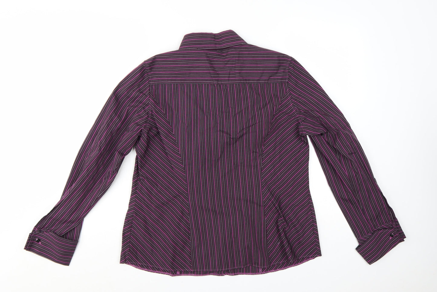 Marks and Spencer Women’s Purple Striped Long Sleeve Button-Up Shirt UK 18