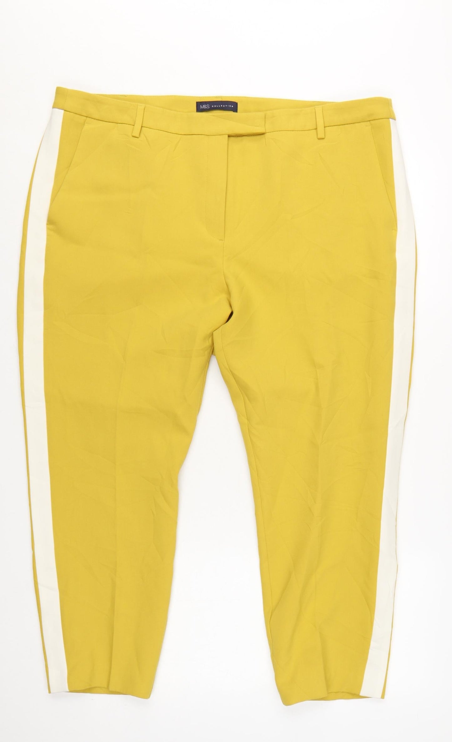 Marks and Spencer Women Yellow Cropped Tapered Trousers Size 20