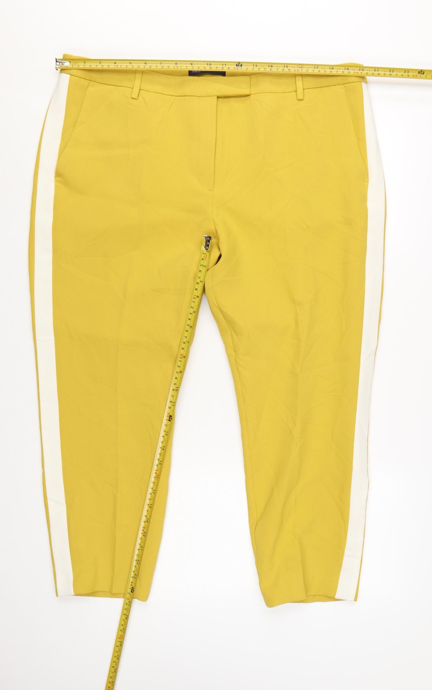 Marks and Spencer Women Yellow Cropped Tapered Trousers Size 20