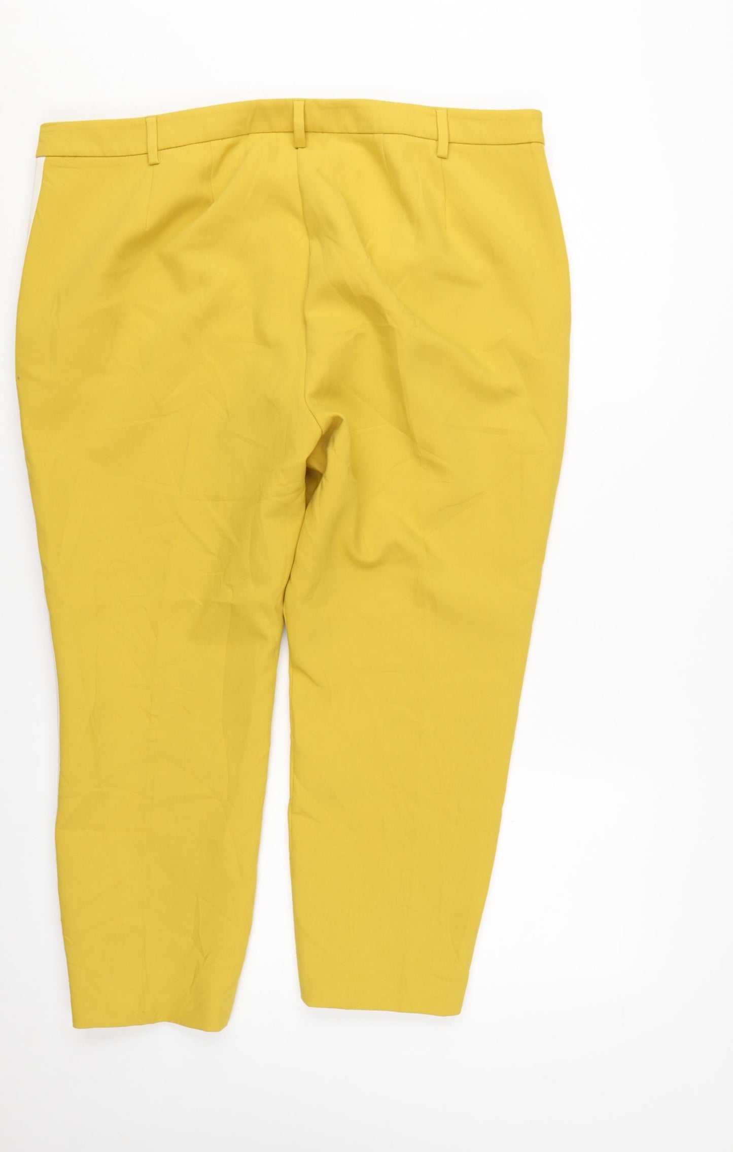 Marks and Spencer Women Yellow Cropped Tapered Trousers Size 20