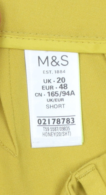 Marks and Spencer Women Yellow Cropped Tapered Trousers Size 20