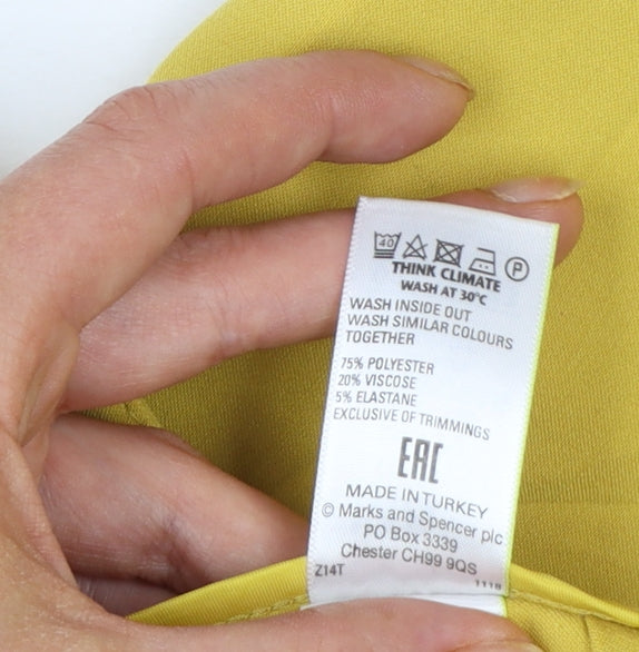 Marks and Spencer Women Yellow Cropped Tapered Trousers Size 20