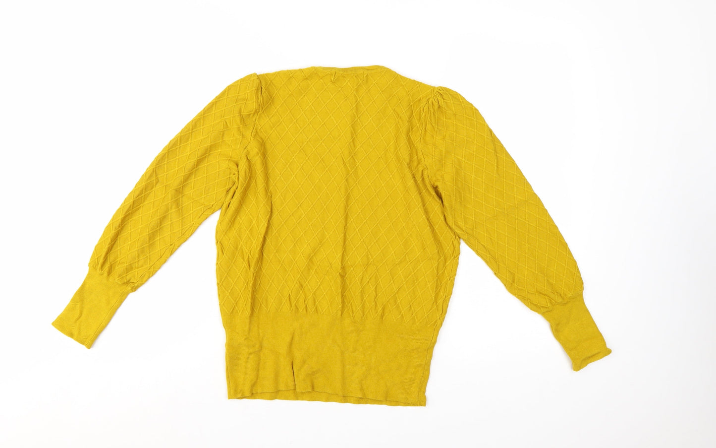 Marks and Spencer Women’s Yellow Crew Neck Puff Sleeve Jumper Size 14