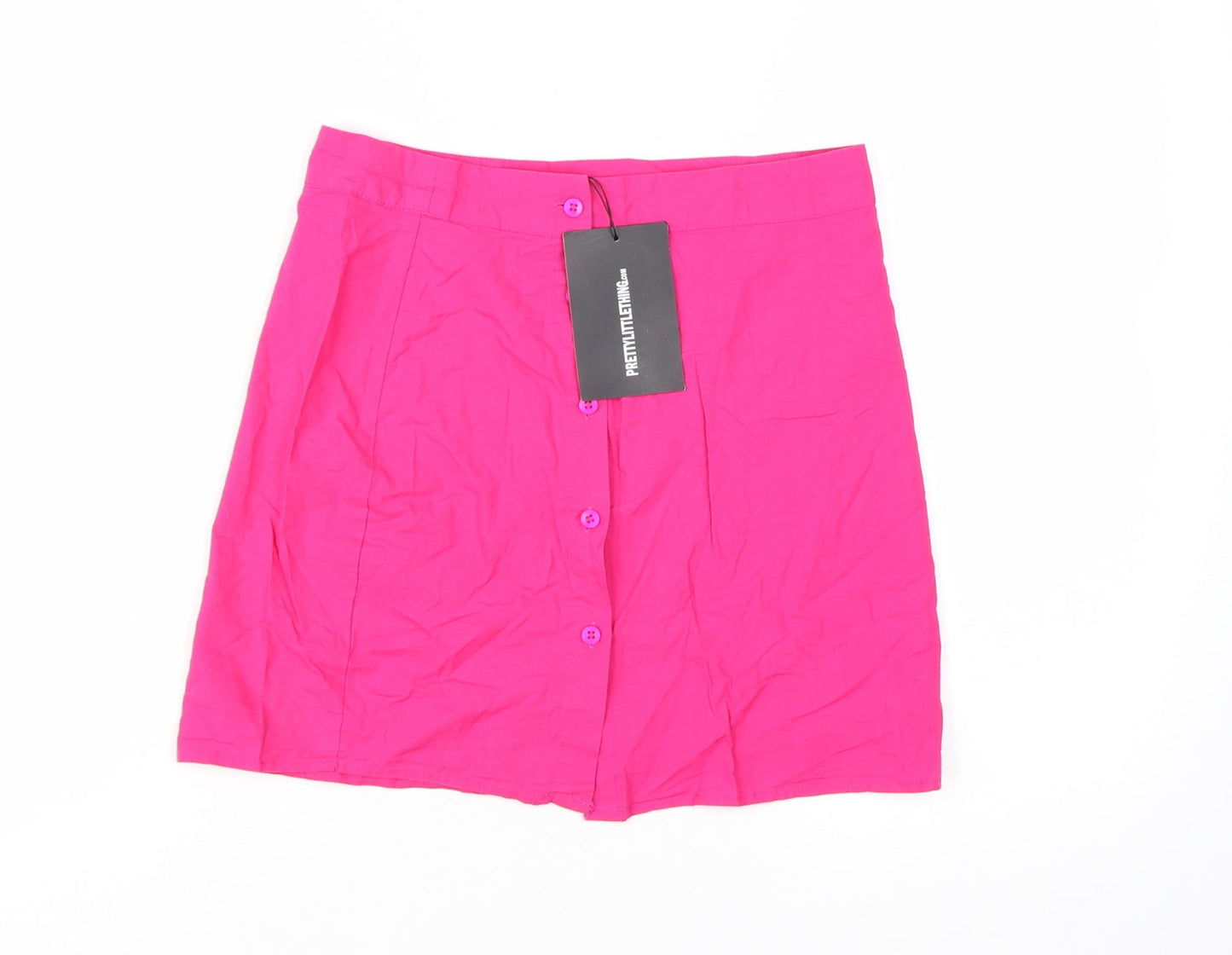 PrettyLittleThing Women's Pink A-Line Cotton Short Skirt Size 10