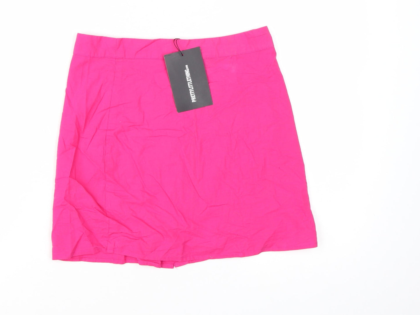 PrettyLittleThing Women's Pink A-Line Cotton Short Skirt Size 10