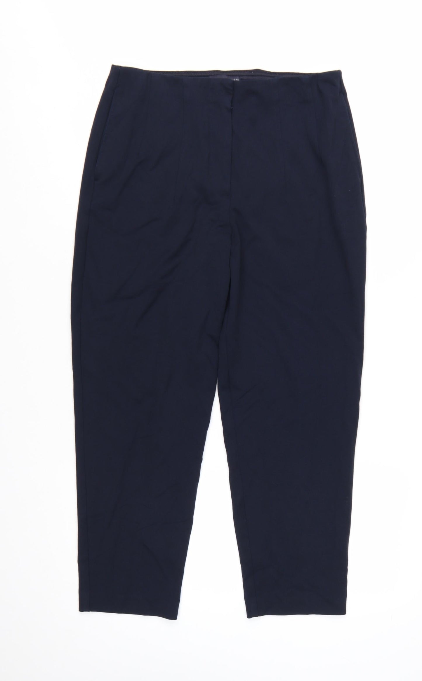 Marks and Spencer Women's Blue Size 12 Regular Stretch Tapered Trousers