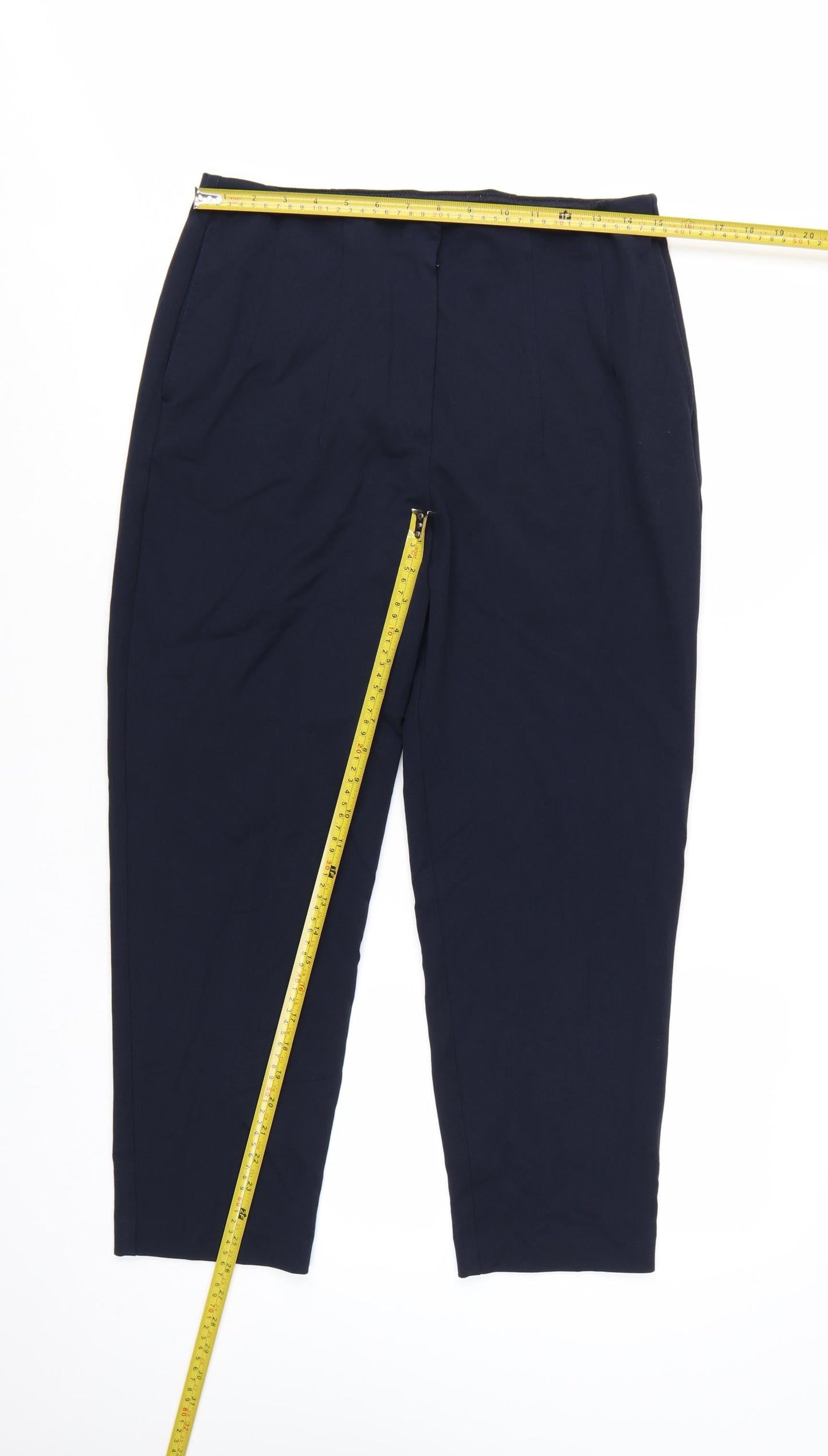 Marks and Spencer Women's Blue Size 12 Regular Stretch Tapered Trousers