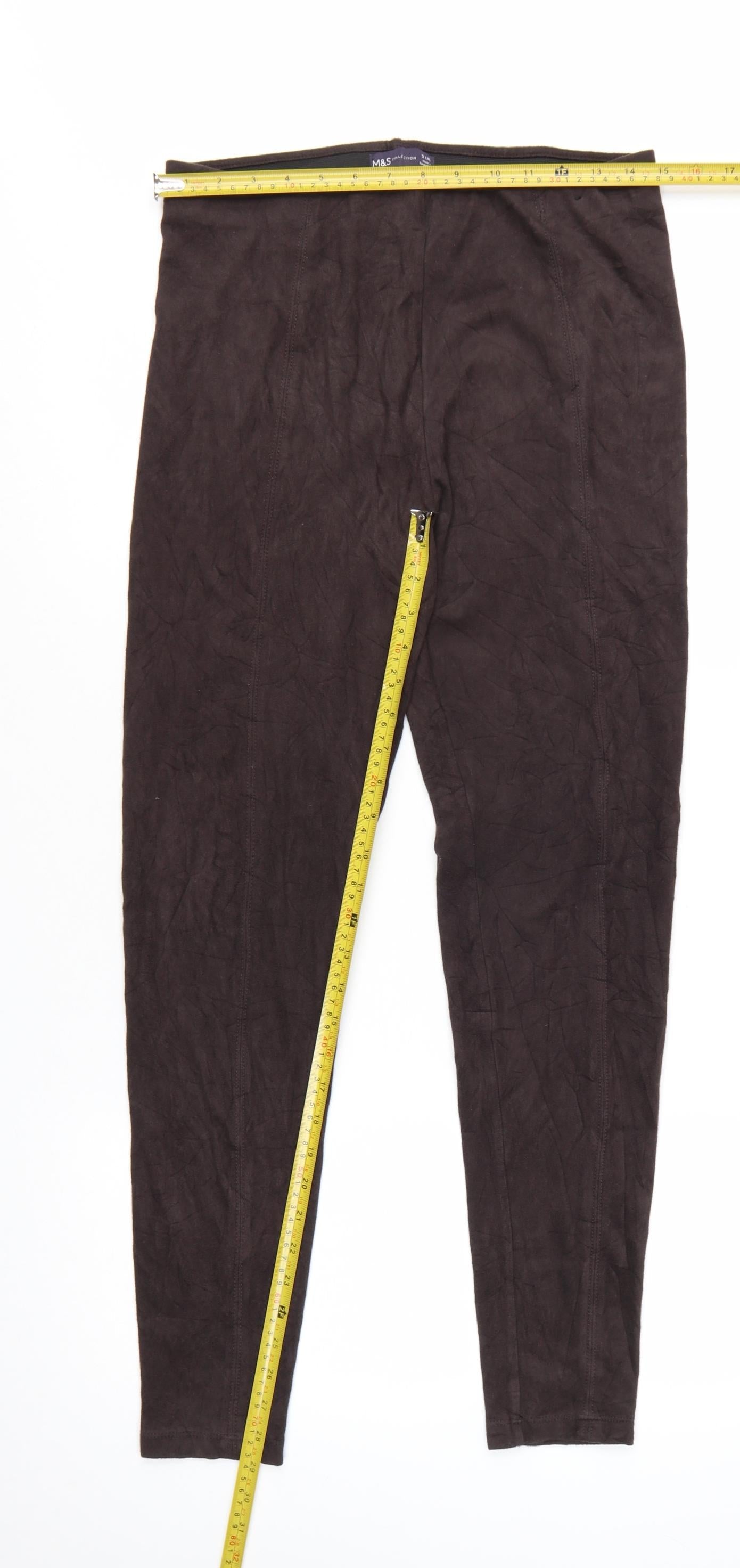 Marks and Spencer Women Brown Faux Suede Leggings Size 12