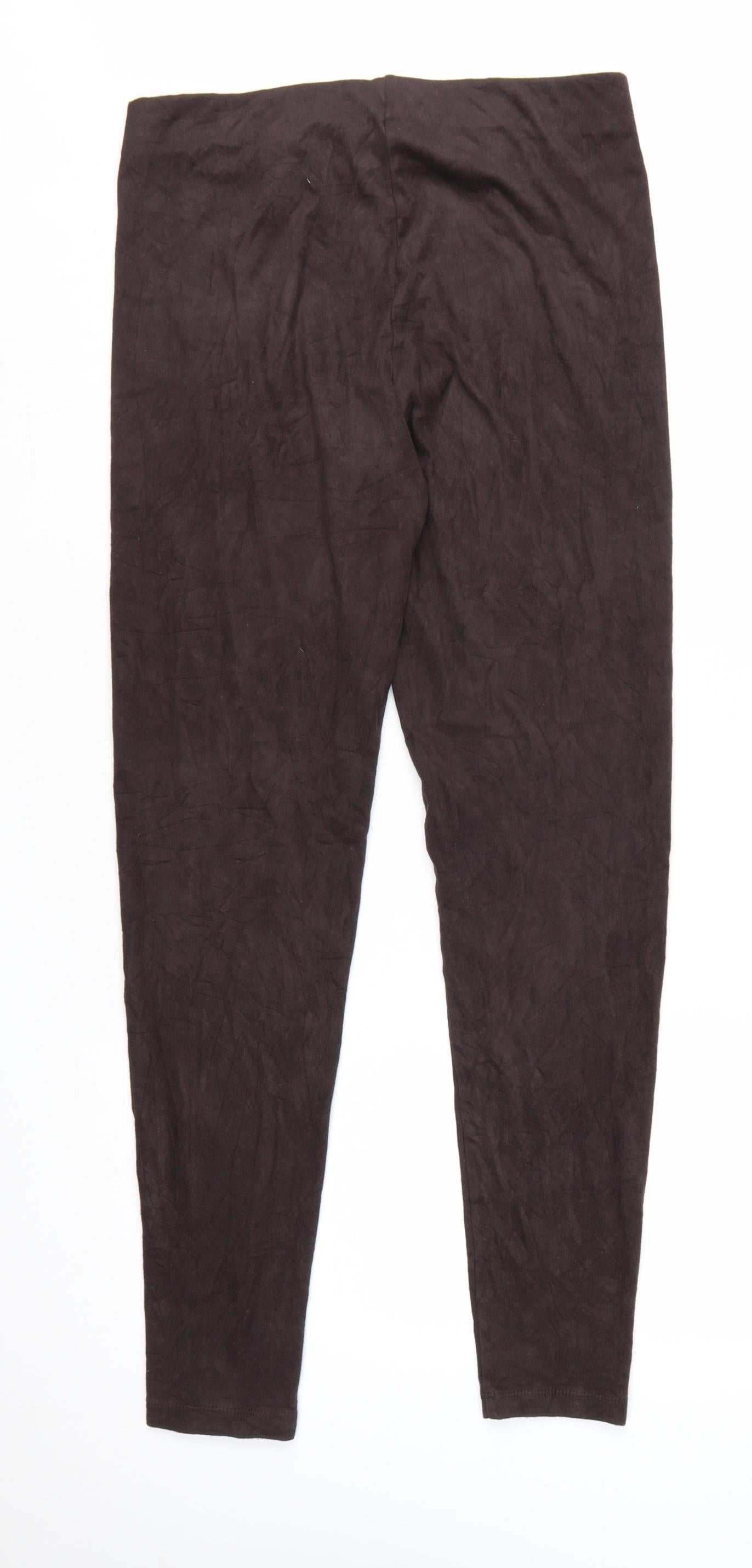 Marks and Spencer Women Brown Faux Suede Leggings Size 12