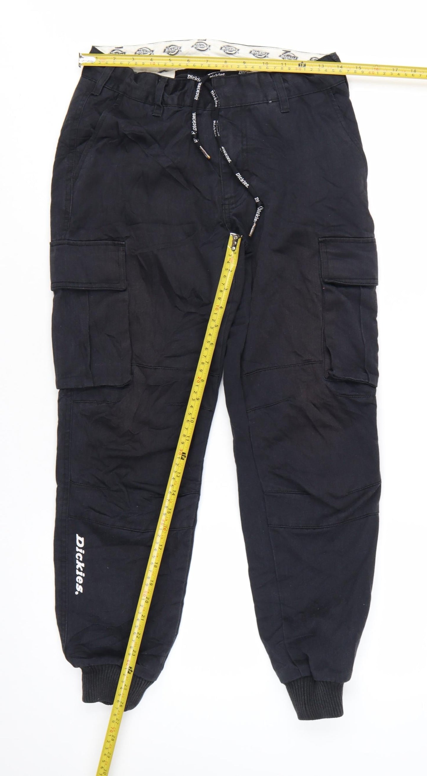 Dickies Men's Black Cargo Trousers Size 28 Regular Fit Workwear Pants