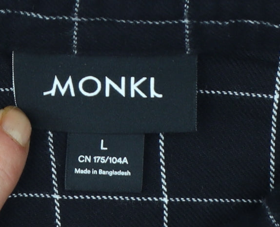 Monki Women's Black Check Cropped Cotton Button-Up Shirt L