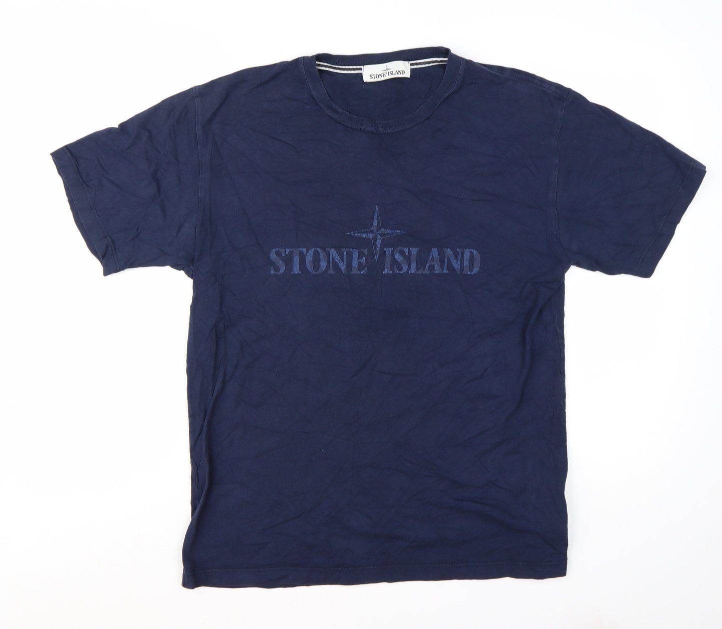 Stone Island Men's Blue Cotton Logo T-Shirt Size L Classic Designer