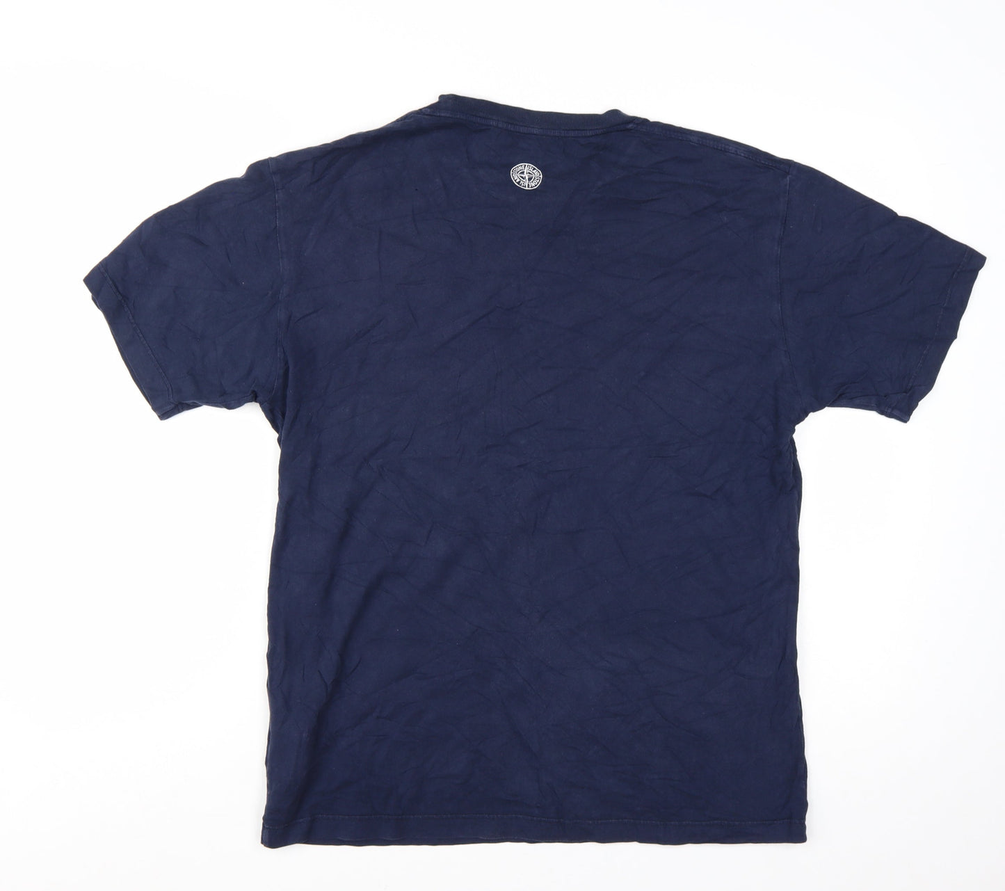 Stone Island Men's Blue Cotton Logo T-Shirt Size L Classic Designer
