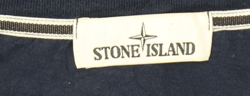 Stone Island Men's Blue Cotton Logo T-Shirt Size L Classic Designer