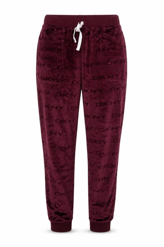 DKNY Womens Purple Velour Jogger Trousers Size M Elastic Waist