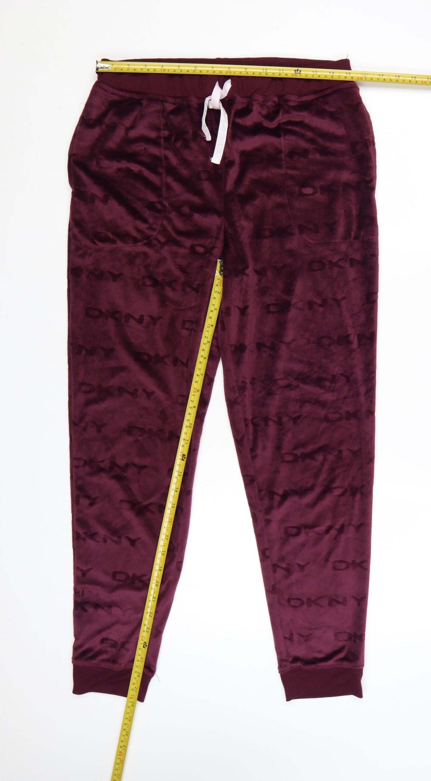 DKNY Womens Purple Velour Jogger Trousers Size M Elastic Waist