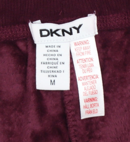 DKNY Womens Purple Velour Jogger Trousers Size M Elastic Waist