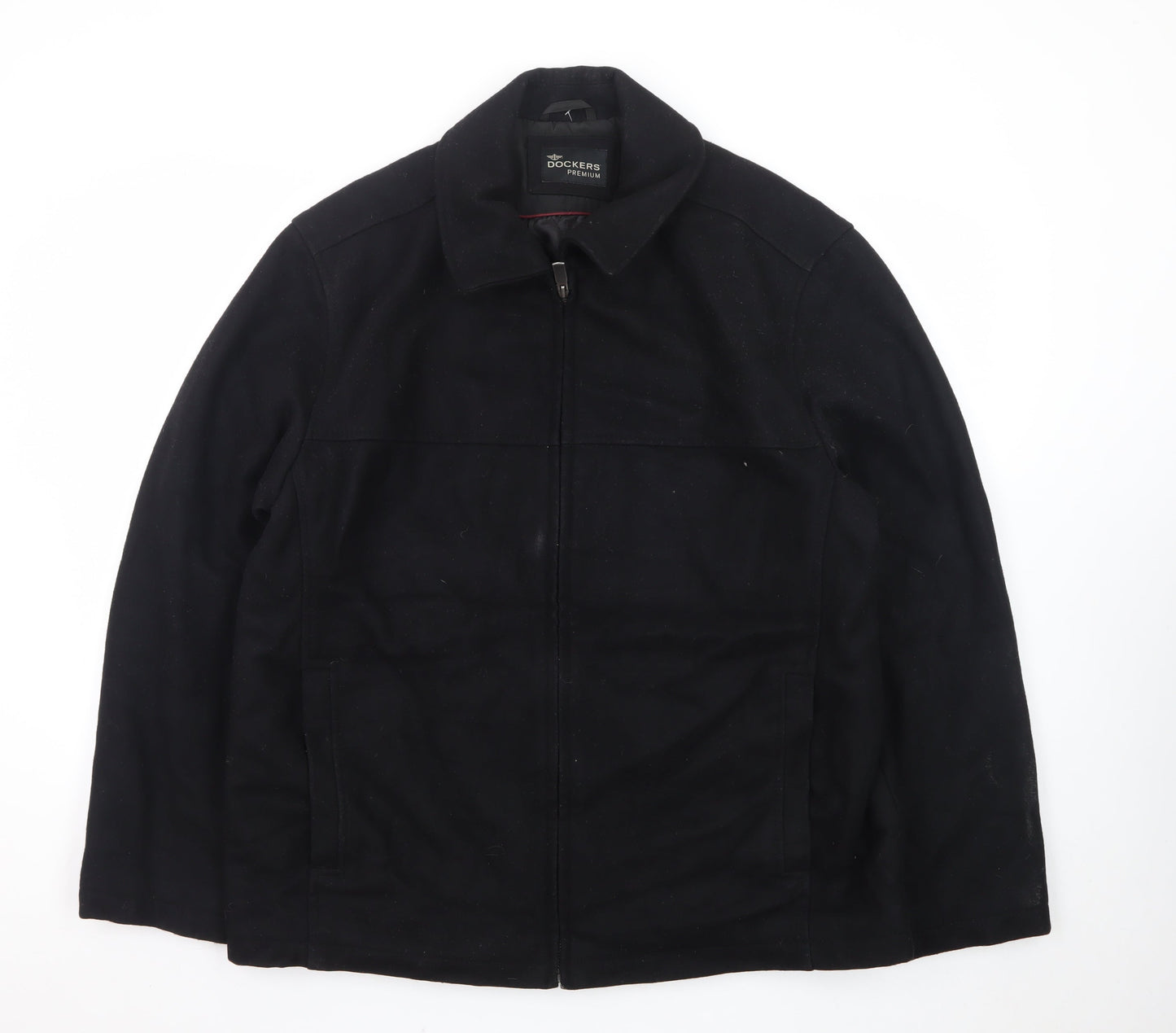 Dockers Premium Men's Black Wool Blend Lined Full Zip Jacket Size L