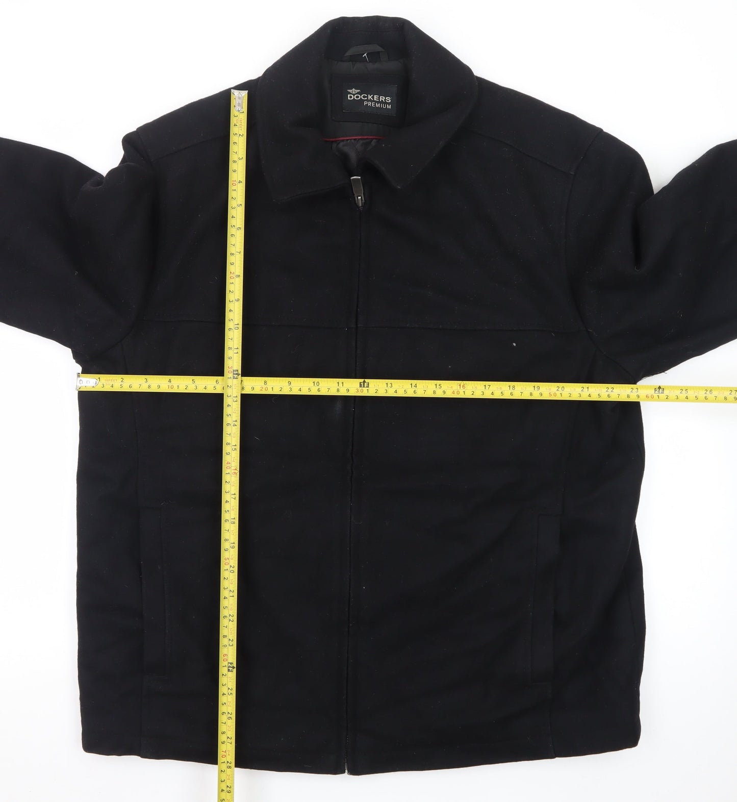 Dockers Premium Men's Black Wool Blend Lined Full Zip Jacket Size L