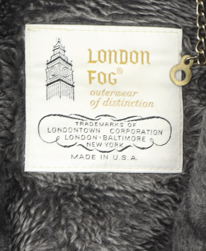 London Fog Men's Grey Wool Blend Shawl Collar Overcoat Size 42 Regular