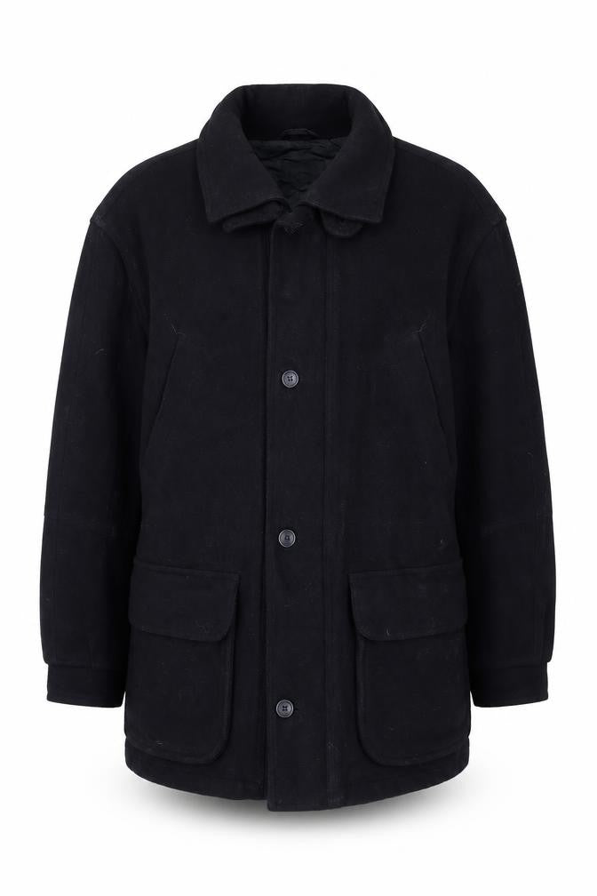 Equinox Men's Black Wool Mid-Length Overcoat M