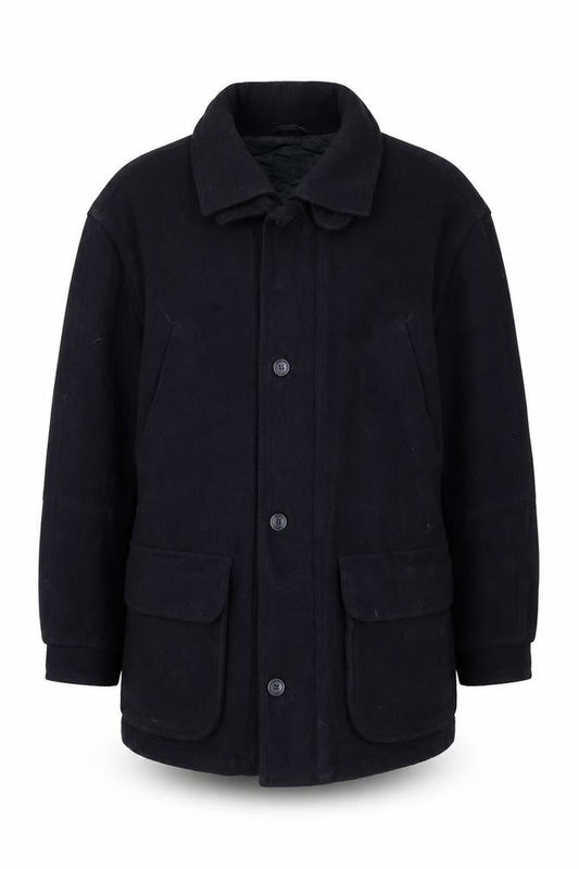 Equinox Men's Black Wool Mid-Length Overcoat M