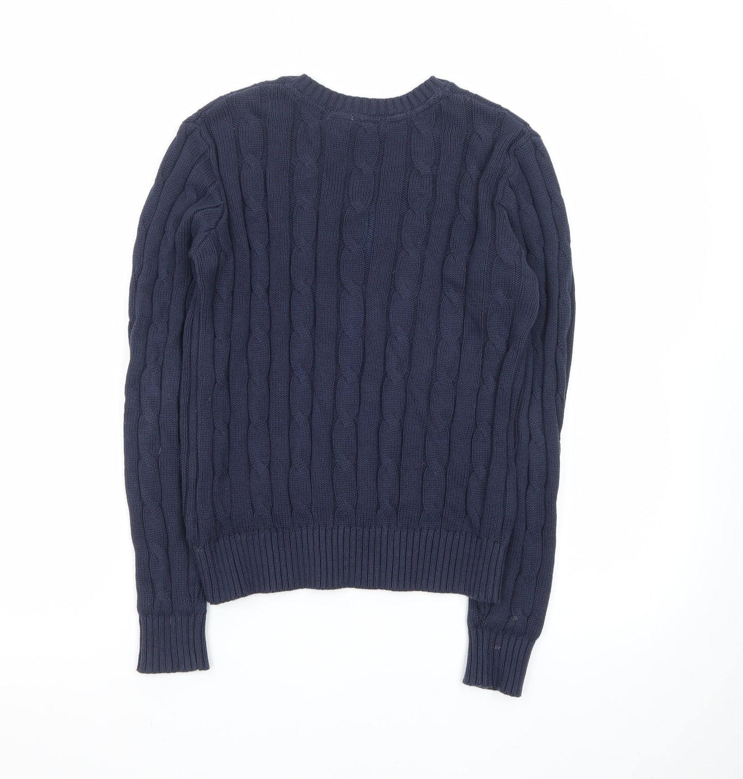 U.S. Polo Assn. Women Blue XS Cable-Knit V-Neck Jumper