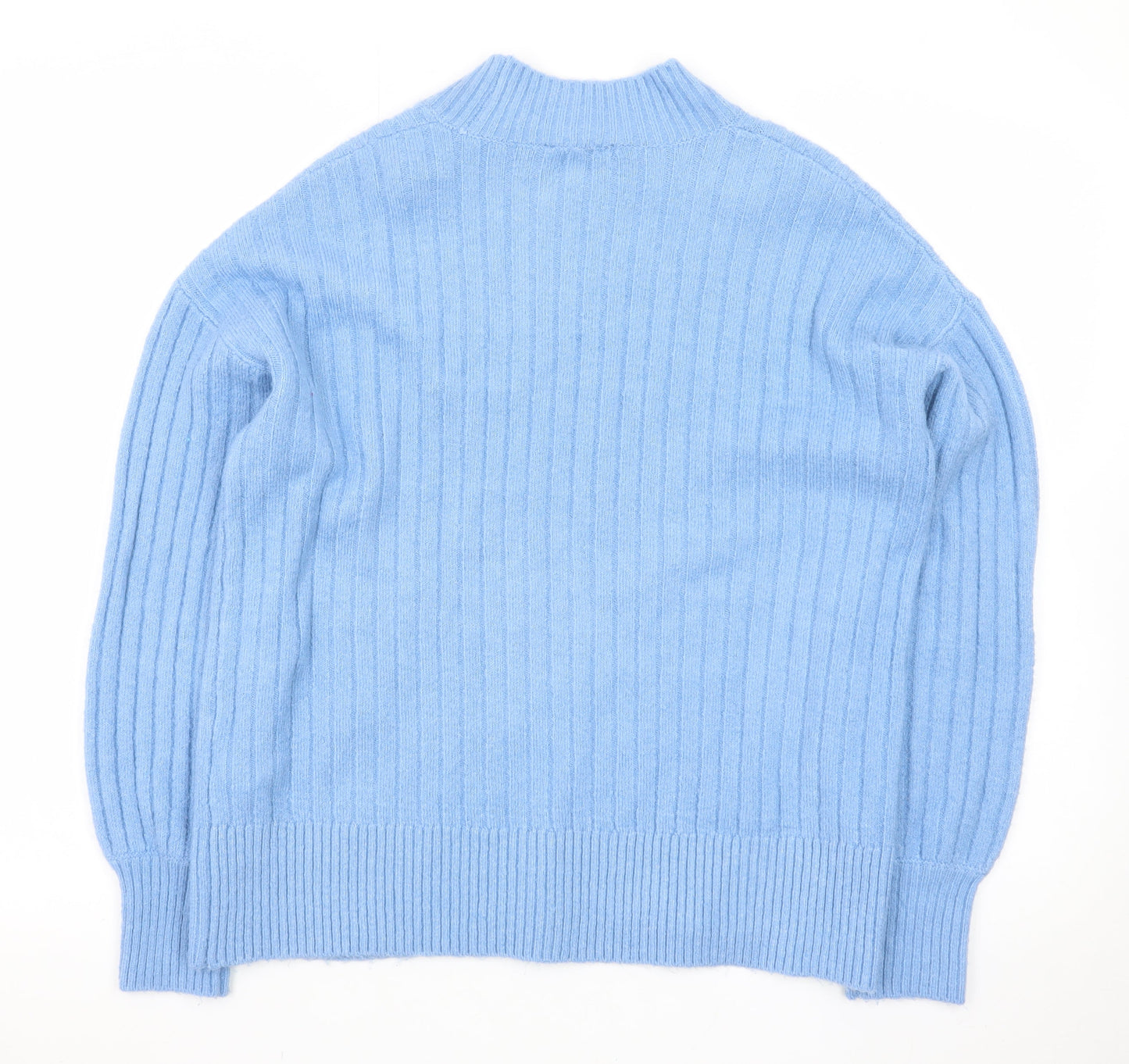 Warehouse Women’s Blue Wool Blend Mock Neck Jumper Size 12