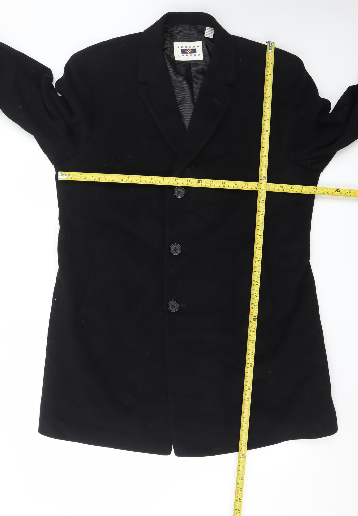 Joseph Abboud Men's Black Wool Overcoat 42 Classic Mid-Length
