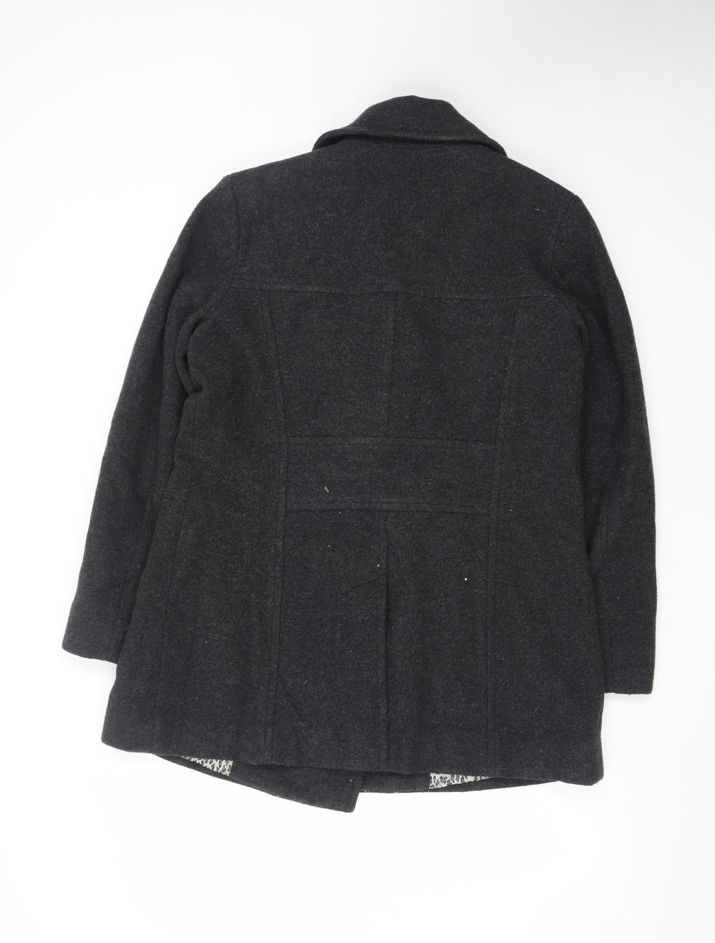 Covington Women Black Wool Blend Pea Coat L Classic Mid-Length