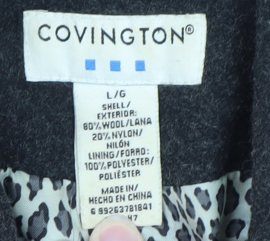 Covington Women Black Wool Blend Pea Coat L Classic Mid-Length
