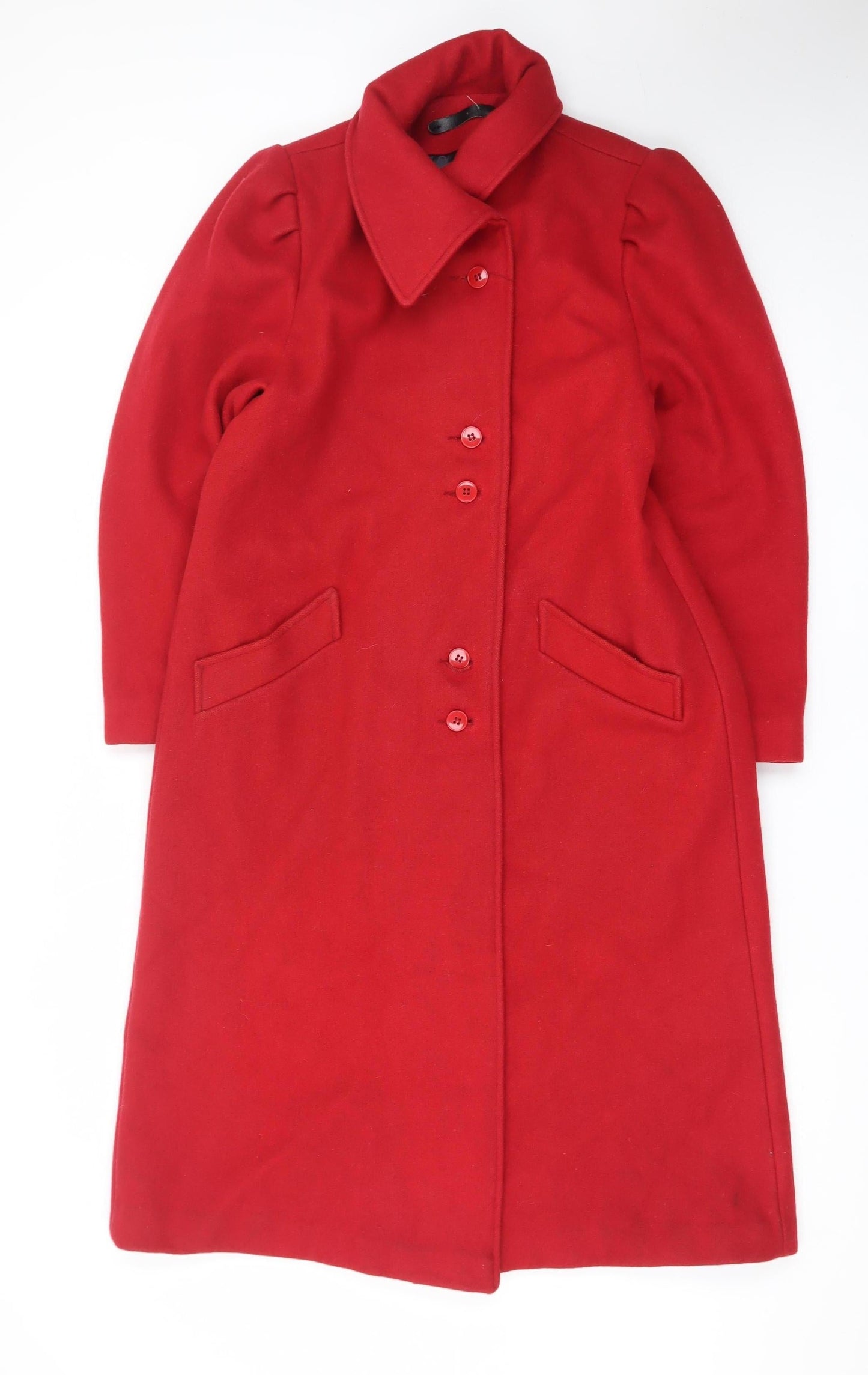 Sears Women's Red Wool Long Overcoat Size 6 Classic Vintage