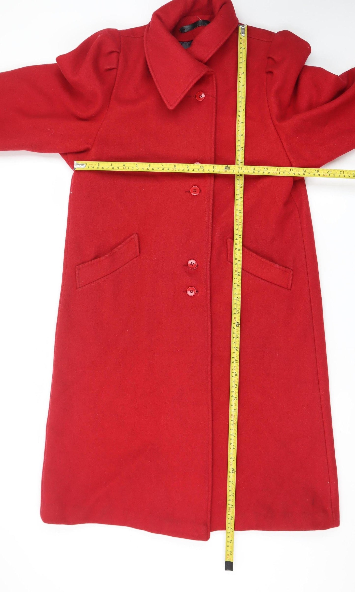 Sears Women's Red Wool Long Overcoat Size 6 Classic Vintage