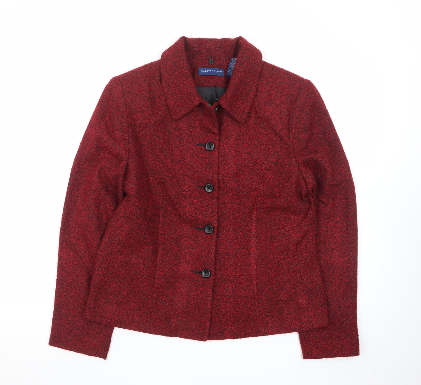 Karen Scott Women's Red Lined Button Jacket Size 12