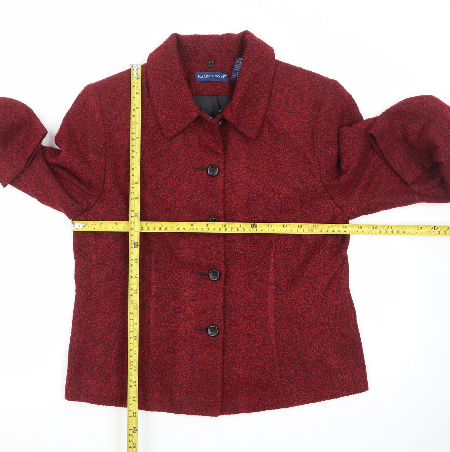 Karen Scott Women's Red Lined Button Jacket Size 12